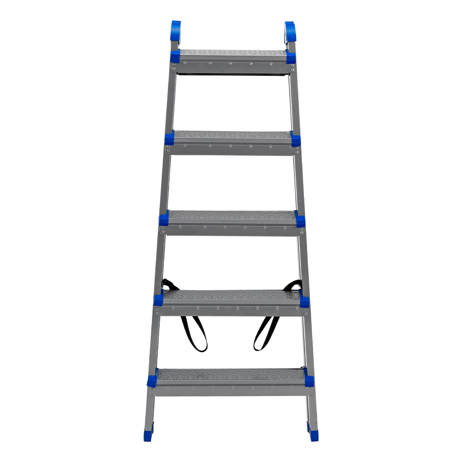 Стремянка двухсторонняя 5 ступеней, сталь профиль, стальные ступени, Сибртех