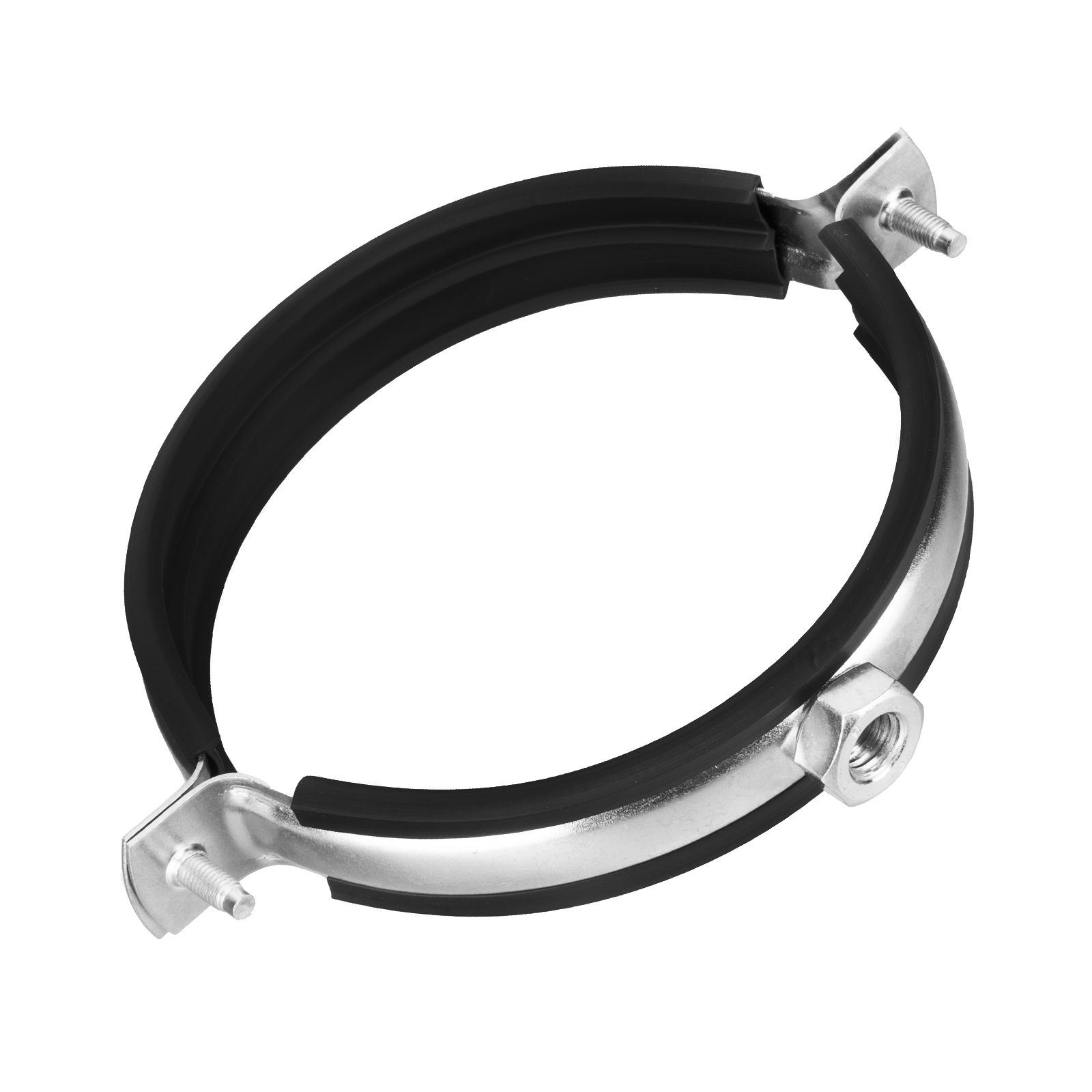 Хомут сантехнический для труб 108-116 (4") с резиновым уплотнением, шпилькой и дюбелем, 1 шт, Сибртех