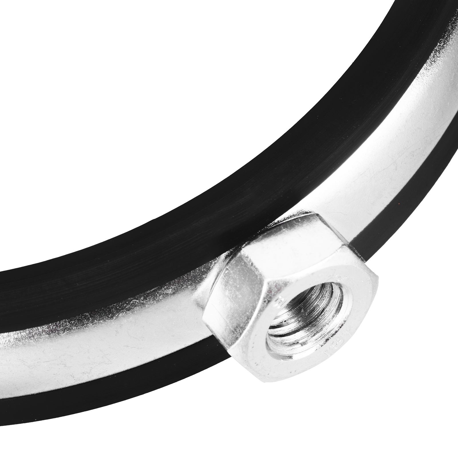 Хомут сантехнический для труб 108-116 (4") с резиновым уплотнением, шпилькой и дюбелем, 1 шт, Сибртех