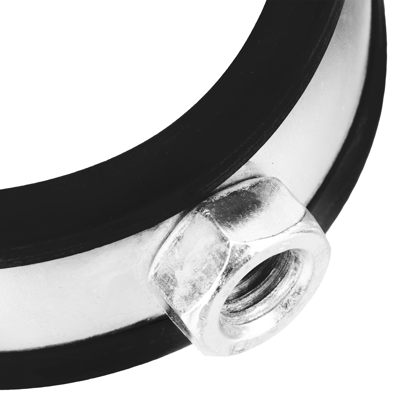 Хомут сантехнический для труб 47-51 (1 1/2") с резиновым уплотнением, шпилькой и дюбелем, 1 шт, Сибртех