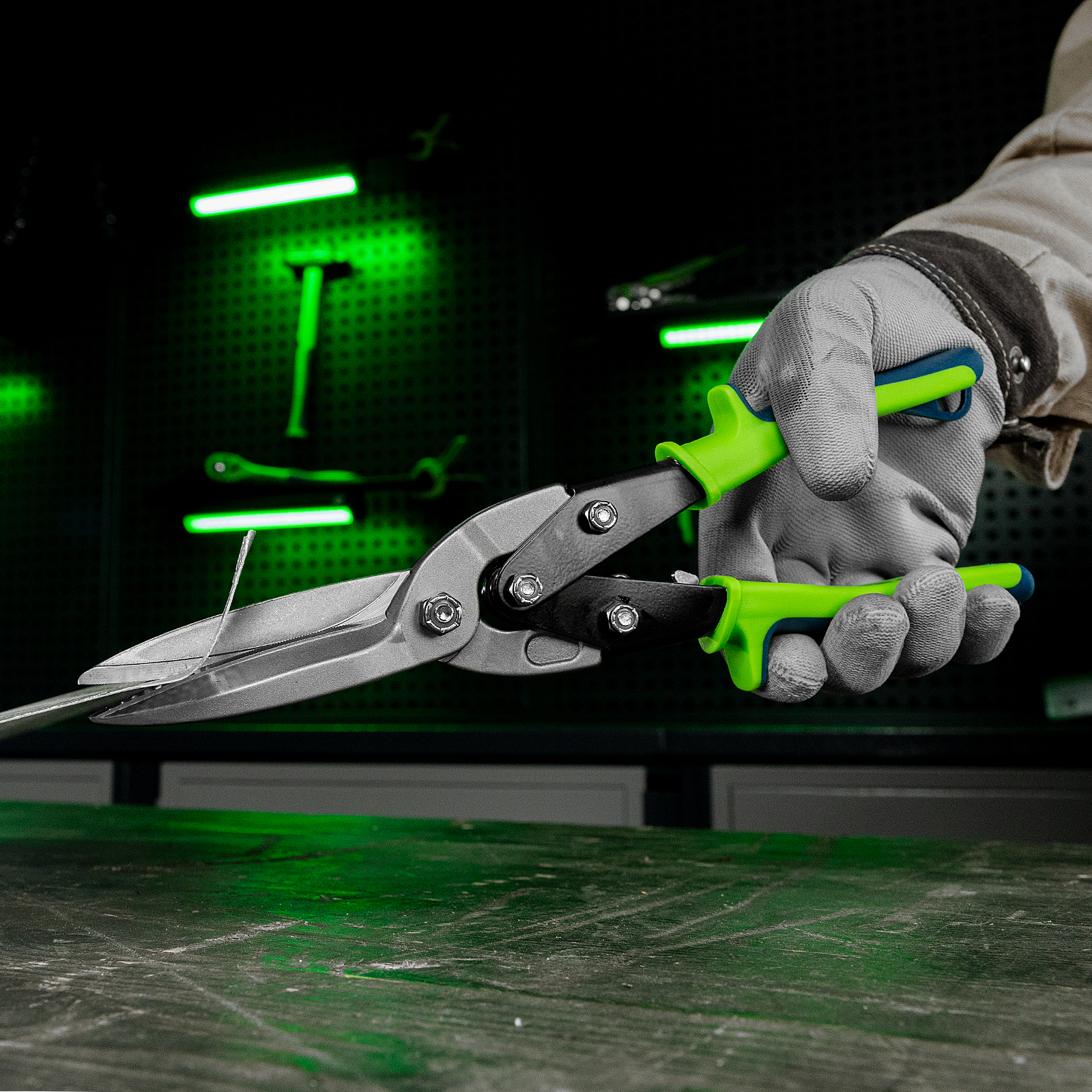 Ножницы по металлу, удлиненные, 285 мм, пряморежущие, двухкомпонентные обрезиненные рукоятки Сибртех