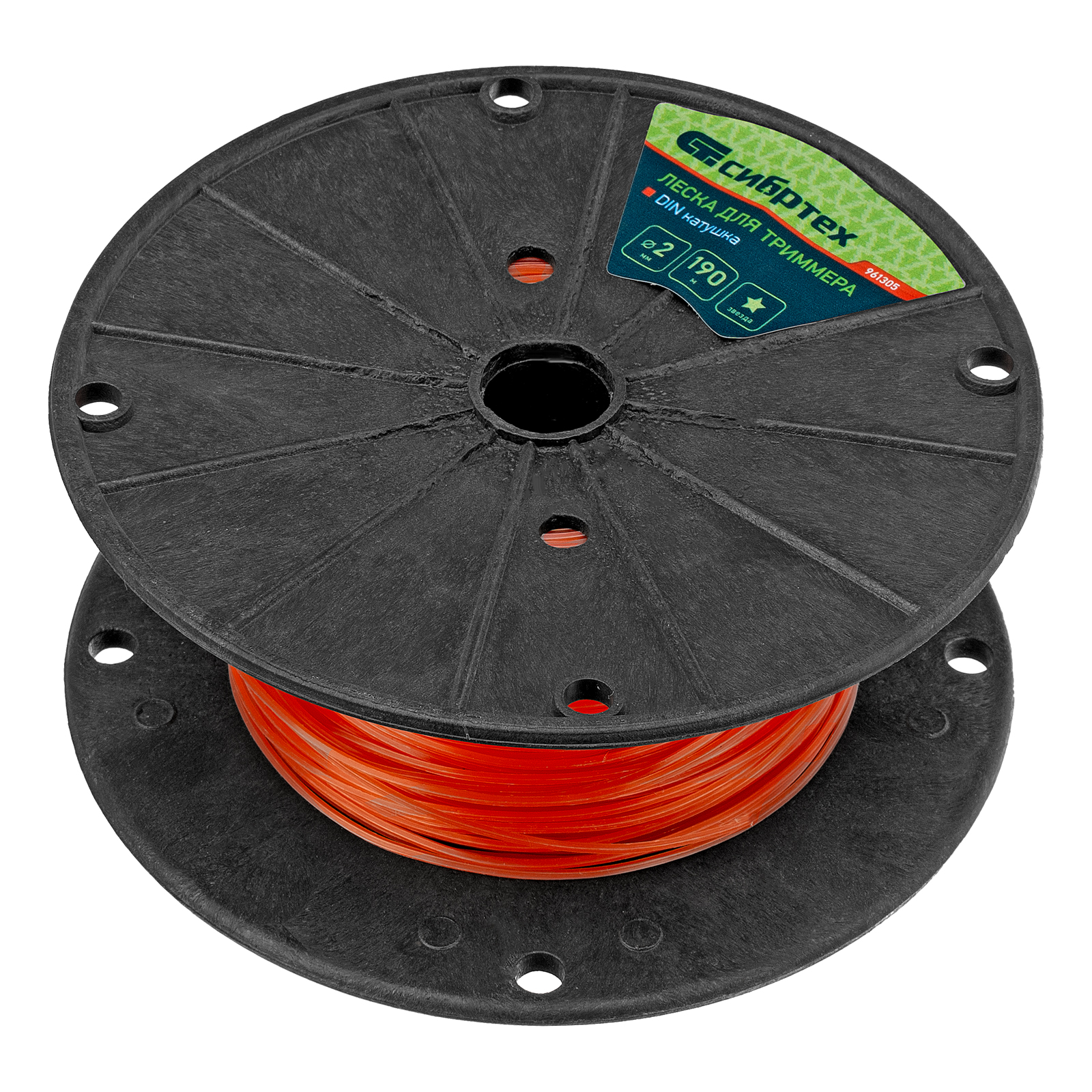 Леска для триммера звезда, на DIN катушке, 2.0 мм х 190 м, Сибртех