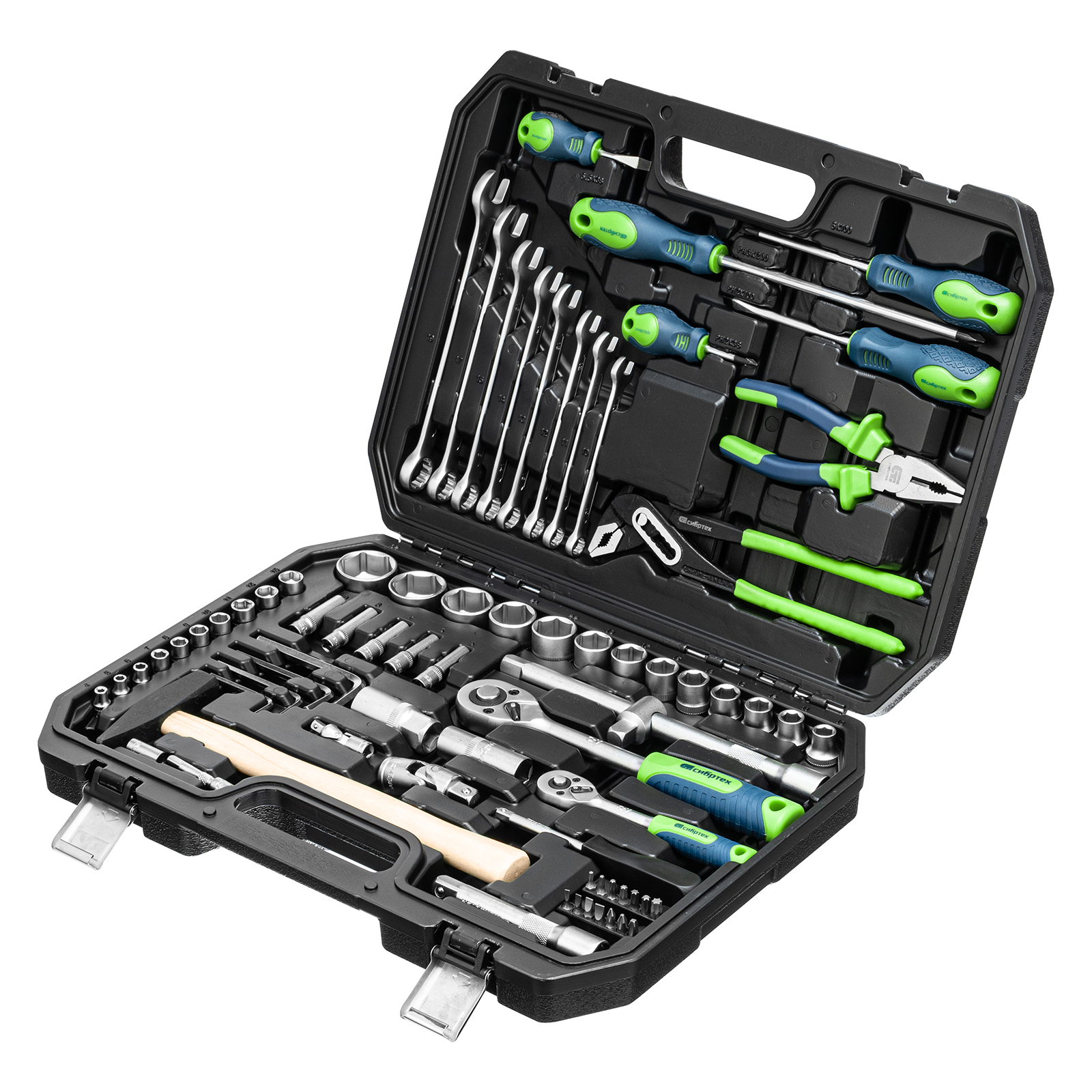 Набор инструментов, 1/2", 1/4", пластиковый кейс 76 предметов Сибртех