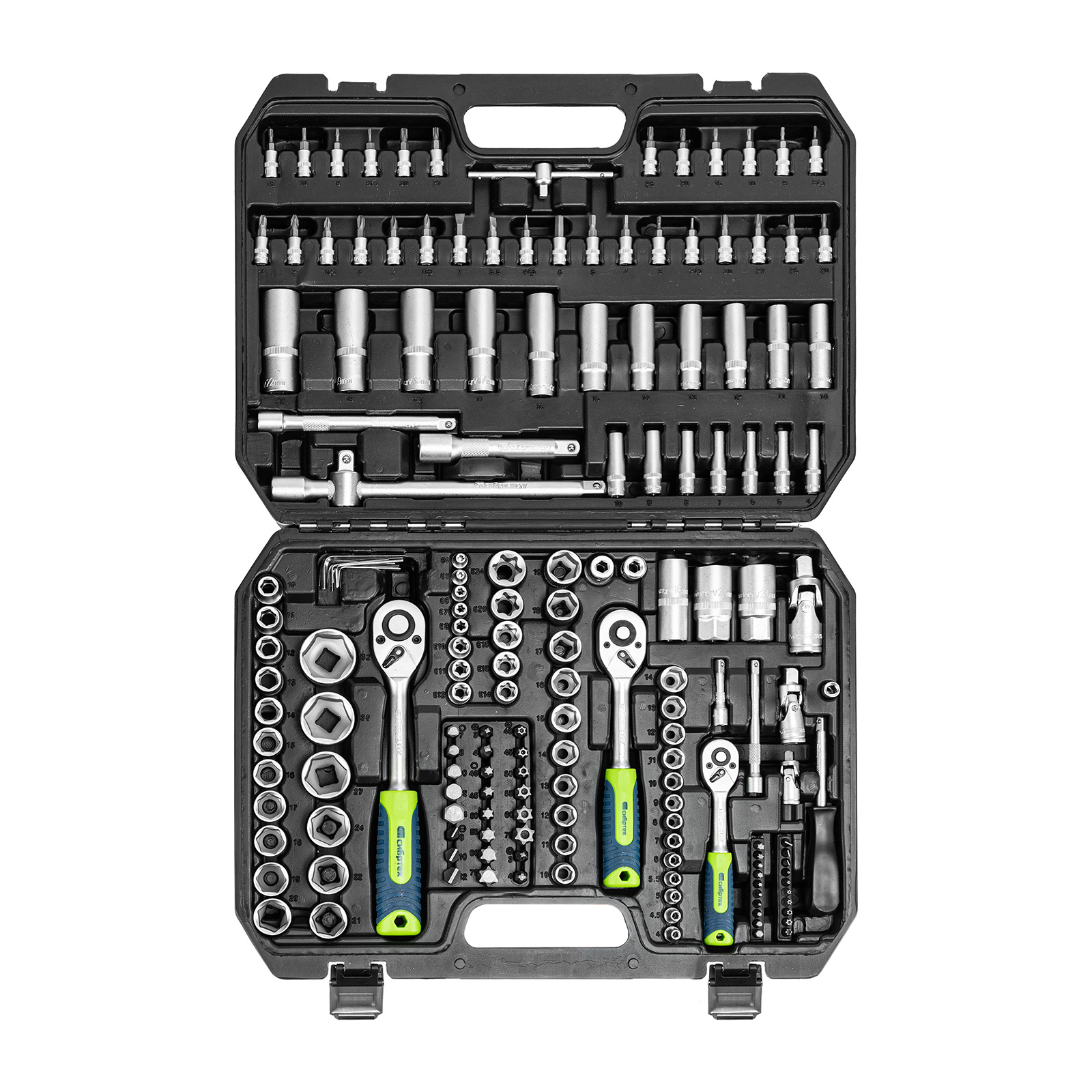 Набор инструментов, 1/2", 3/8", 1/4", пластиковый кейс 172 предм. Сибртех