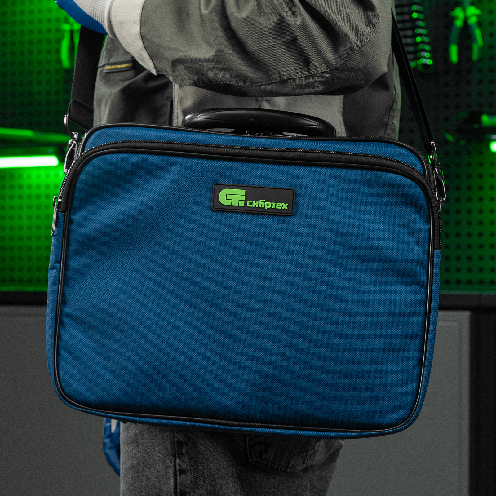 Кейс монтера, 365х300х110 мм, 10 карманов, наплечный ремень Сибртех