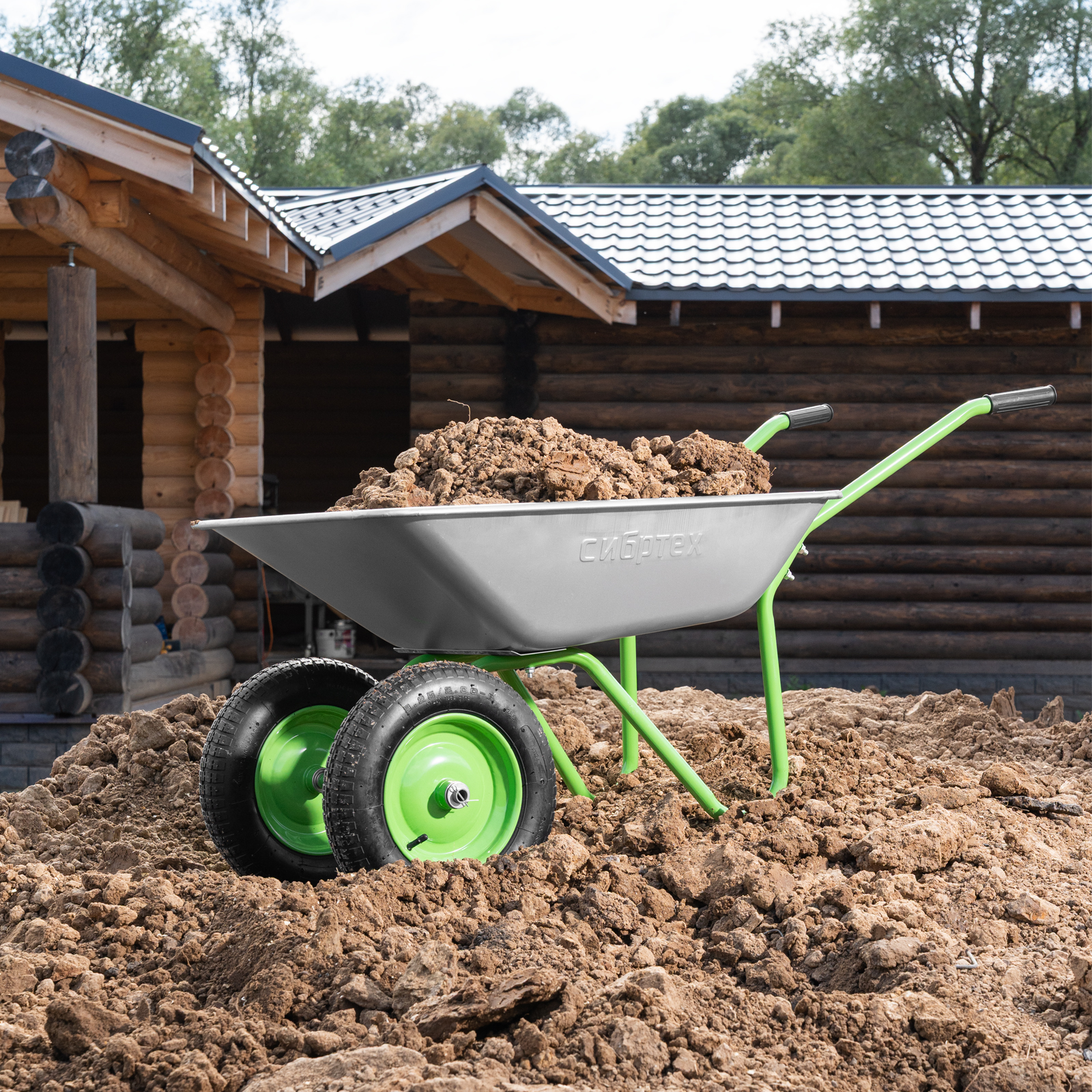 Тачка садовая, 2-х колесная, грузоподъемность 120 кг, объем 65 л Сибртех