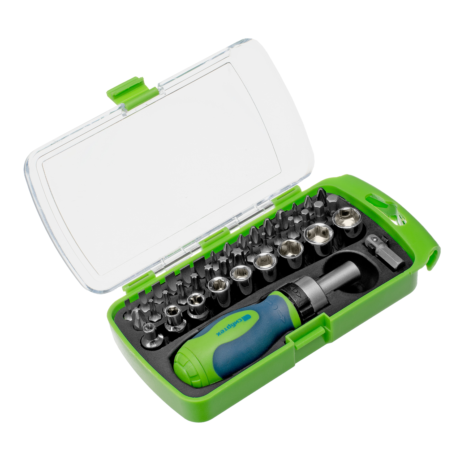 Отвертка ревер. + биты, 41 пред., PH+PZ+SL+H+T, CrV, 2к рукоятка Сибртех