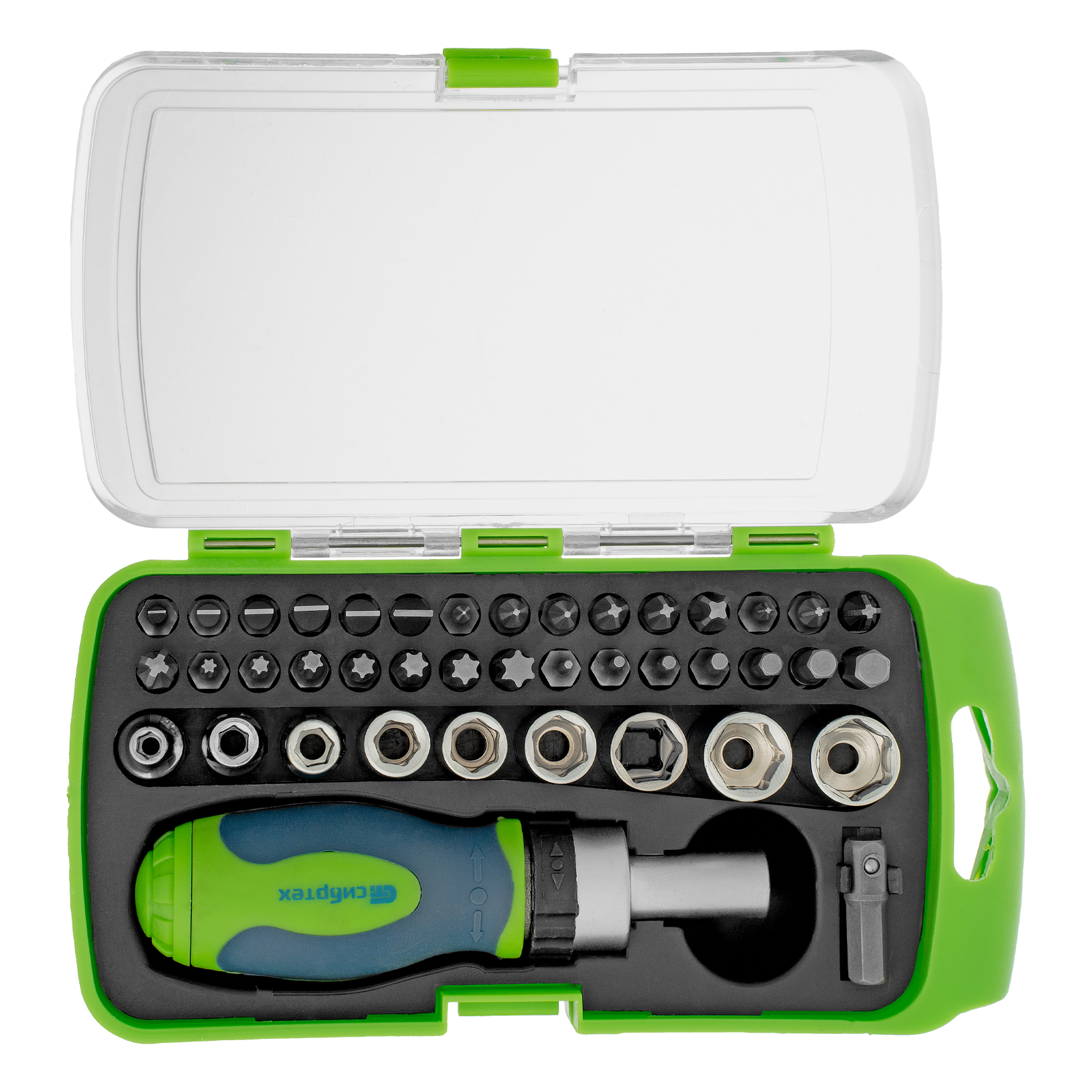 Отвертка ревер. + биты, 41 пред., PH+PZ+SL+H+T, CrV, 2к рукоятка Сибртех