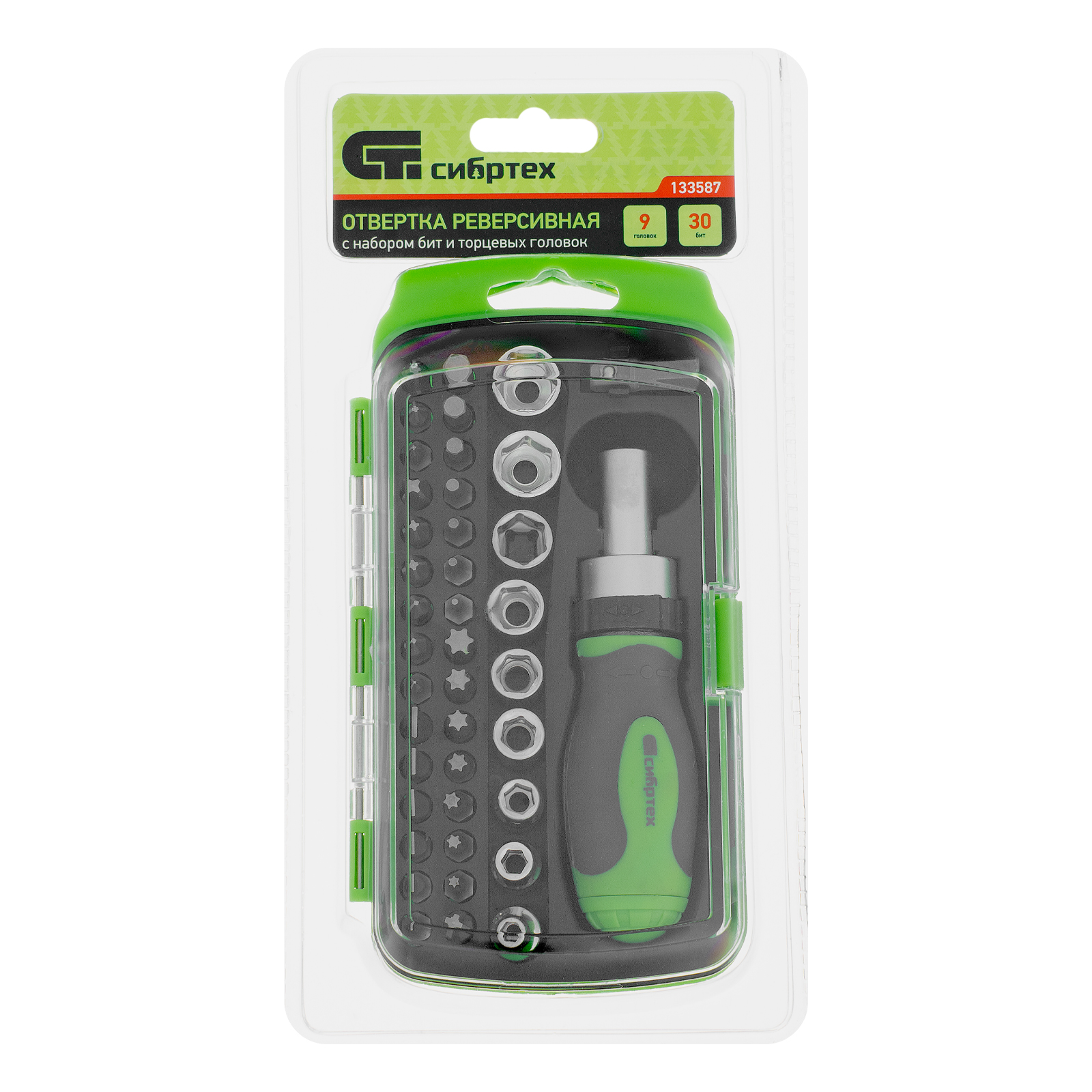 Отвертка ревер. + биты, 41 пред., PH+PZ+SL+H+T, CrV, 2к рукоятка Сибртех