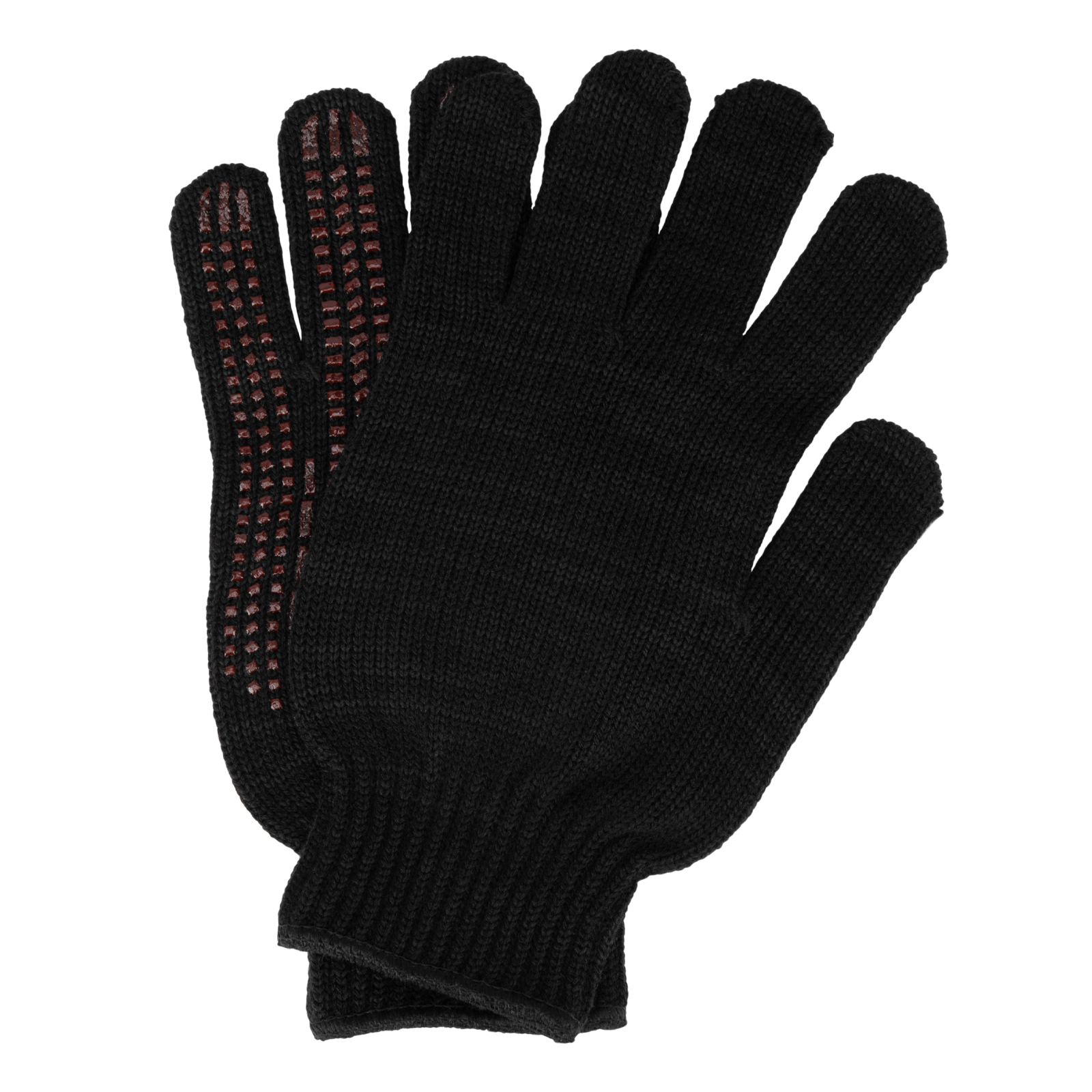 Перчатки трикотажные, акрил, усиленные, ПВХ-гель Протектор, цвет: чёрный, 10 класс Сибртех