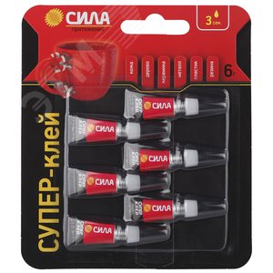 Супер-клей СВЕРХПРОЧНЫЙ 1 гр.х 6 шт. BL-6 SBL1-6 СИЛА