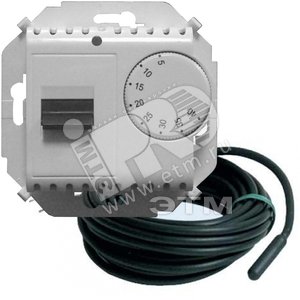 Регулятор для тёплого пола, с зондом, 16А, 230В, 3600Вт, 5-40град, IP20, черный глянец