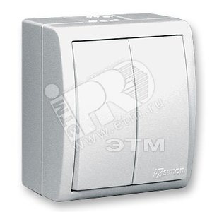 15 Aqua Выключатель двухклавишный с подсветкой IP54 10А 250В винтовой зажим S15A белый