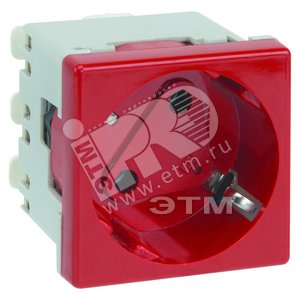 Connect Розетка с заземлением 16А 250В 45х45мм с блокировкой безвинтовые клеммы SC красный