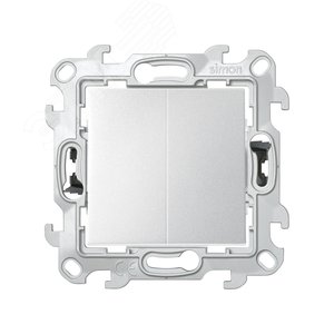 Двухклавишный выключатель 10AX 250В~ с системой Push&Go цвета алюминий S24 Harmonie