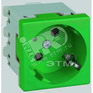 Connect Розетка с заземлением 16А 250В 45х45мм безвинтовые клеммы SC зелёный