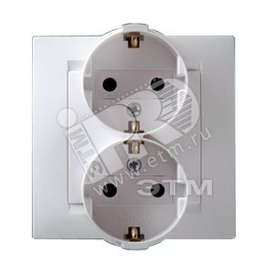 15 Розетка двойная 2Р+Е Schuko 16А 250В винтовой зажим белый