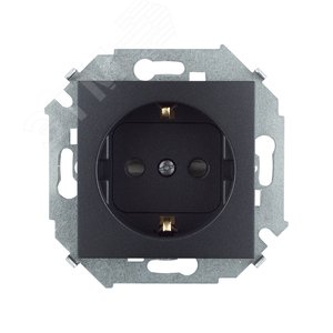 15 Розетка 2Р+Е Schuko 16А 250В со шторками винтовой зажим графит
