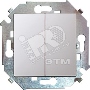 15 Выключатель двухклавишный проходной (переключатель) 16А 250В винтовой зажим белый