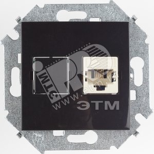 Розетка компьютерная RJ45 категория 5е черный глянец