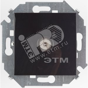 Розетка TV одиночная винтовой зажим черный глянец