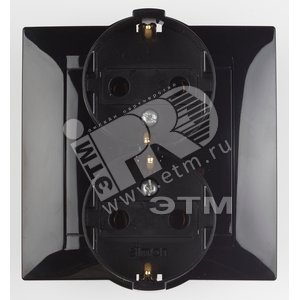 Розетка двойная 2Р+Е Schuko 16А 250В винтовой зажим черный глянец