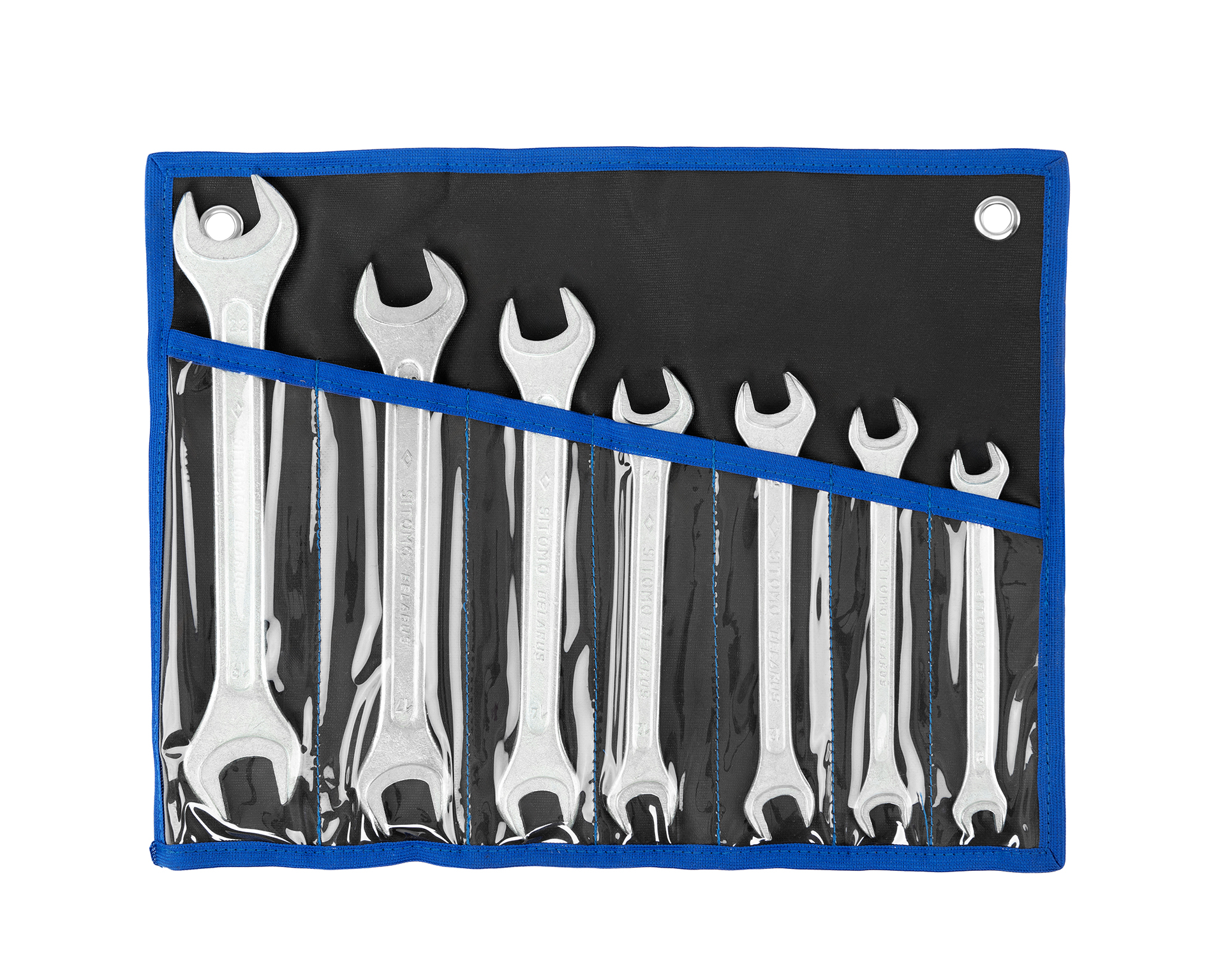 Набор ключей гаечных рожковых двусторонних 7 шт. (8-22) ПВХ сум. SITOMO BELARUS