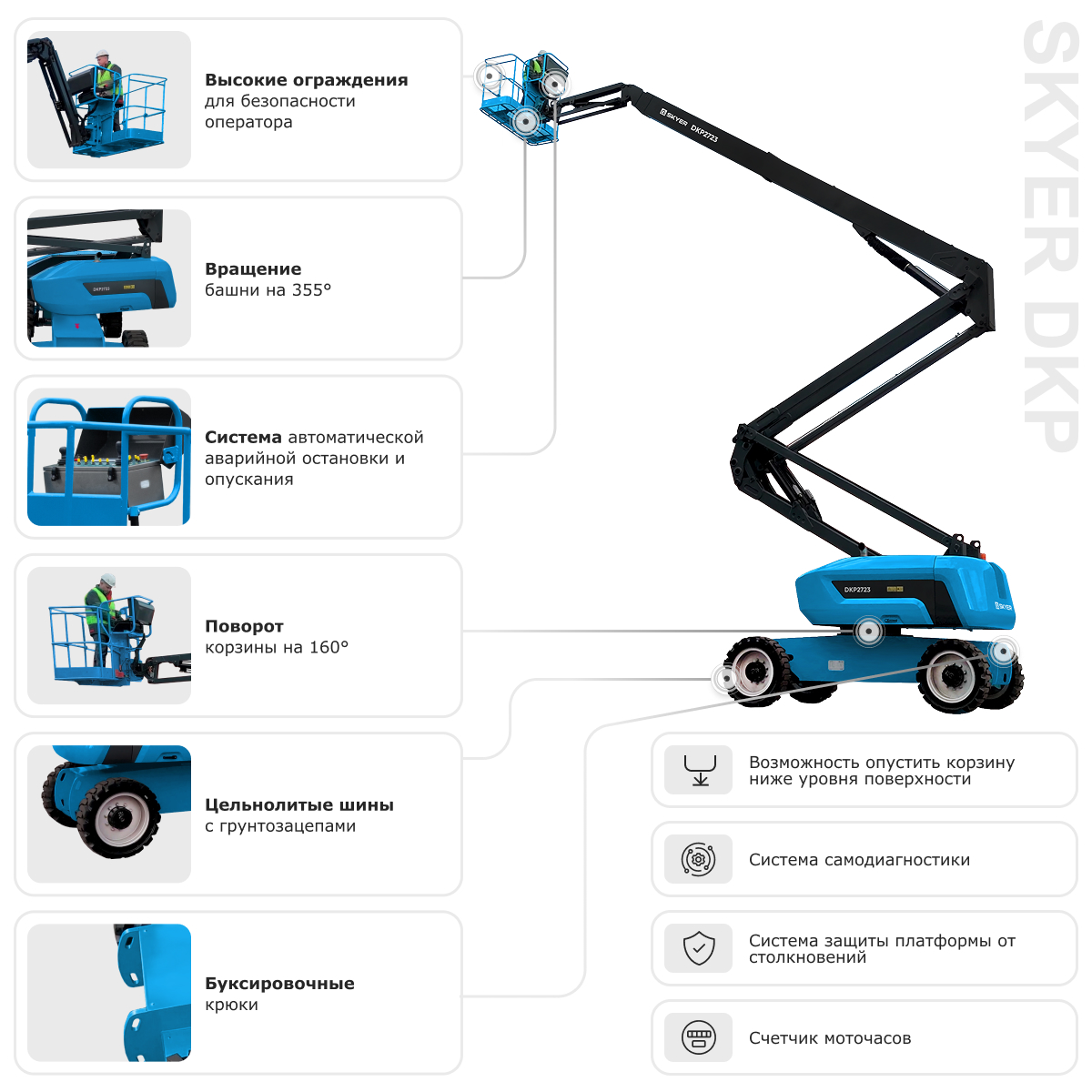 Подъемник самоходный дизельный коленчатый SKYER DKP2525
