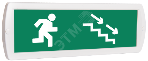 Оповещатель охранно-пожарный комбинированный Т 12-З (звуковой) Человек лестница вправо стрелка вправо вниз (зеленый фон)
