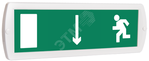 Оповещатель охранно-пожарный комбинированный Т 12-З (звуковой) Человек влево стрелка вниз в дверь (зеленый фон)