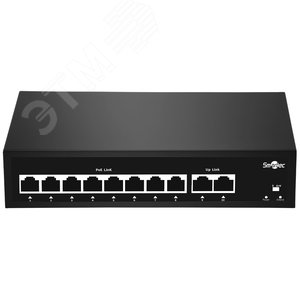 Коммутатор неуправляемый, 8 RJ-45 POE портов, 2 RJ-45 Uplink
