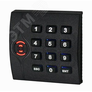 Считыватель EM с клавиатурой, интерфейс Wiegand, до 10 см, -30град.+60град.С, 8.6х8.6х2.2 см, 5-16 В DC, 70 мA