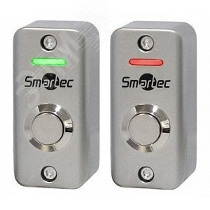 Кнопка металлическая, 2-х цветный СИД индикатор, накладная, НР контакты, размер 60х29х25 мм