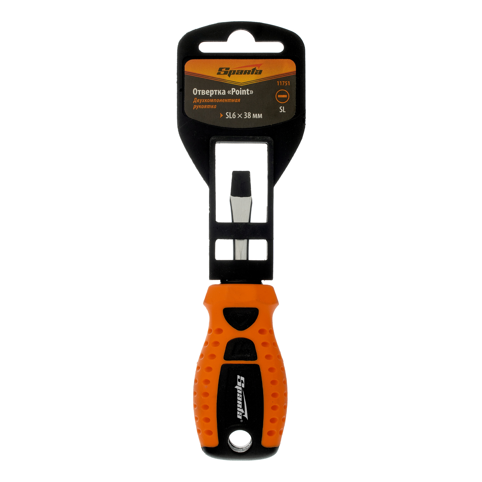 Отвертка "Point", SL6 х 38 мм, CrV, двухкомпонентная рукоятка Sparta