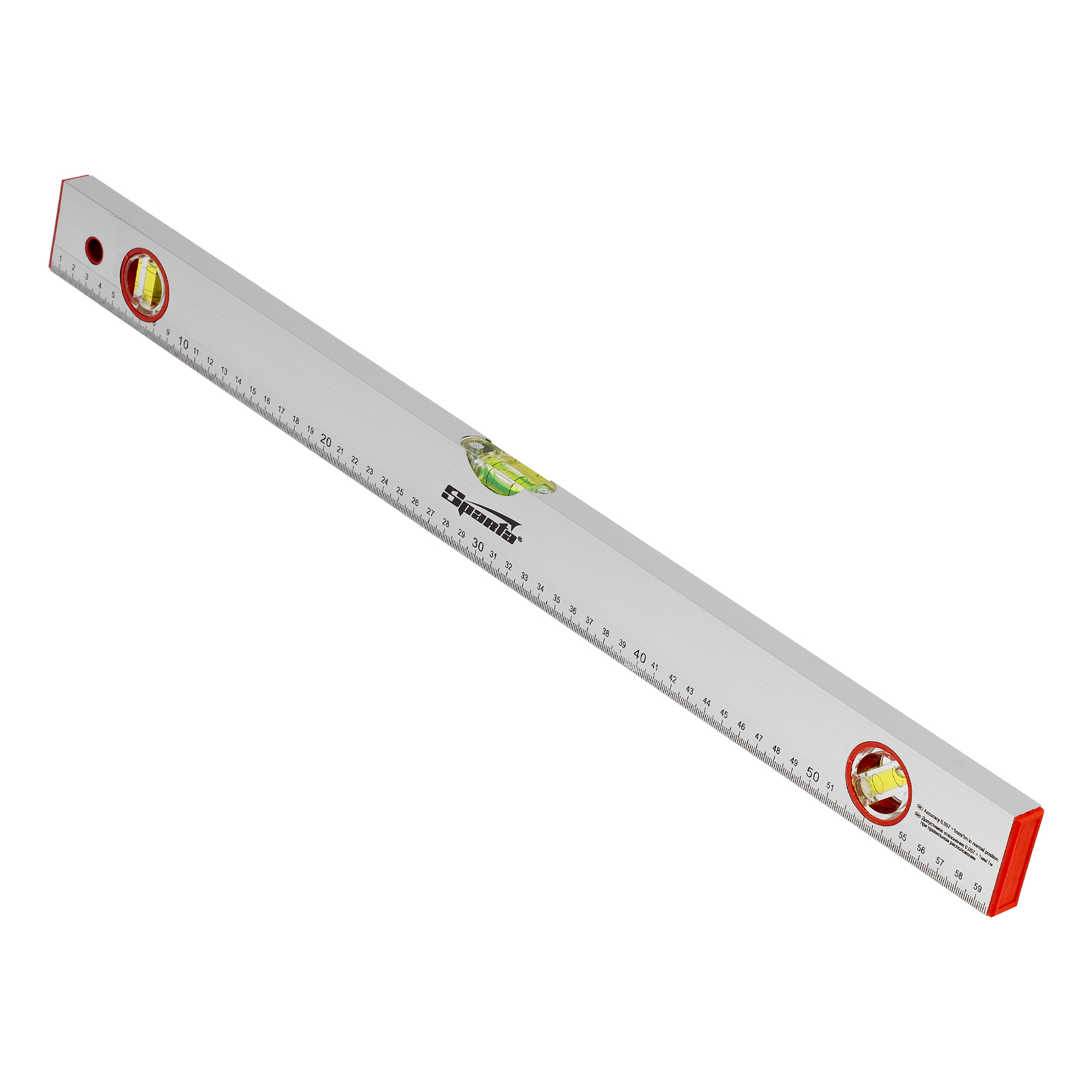 Уровень алюминиевый, 600 мм, 3 глазка, линейка Sparta