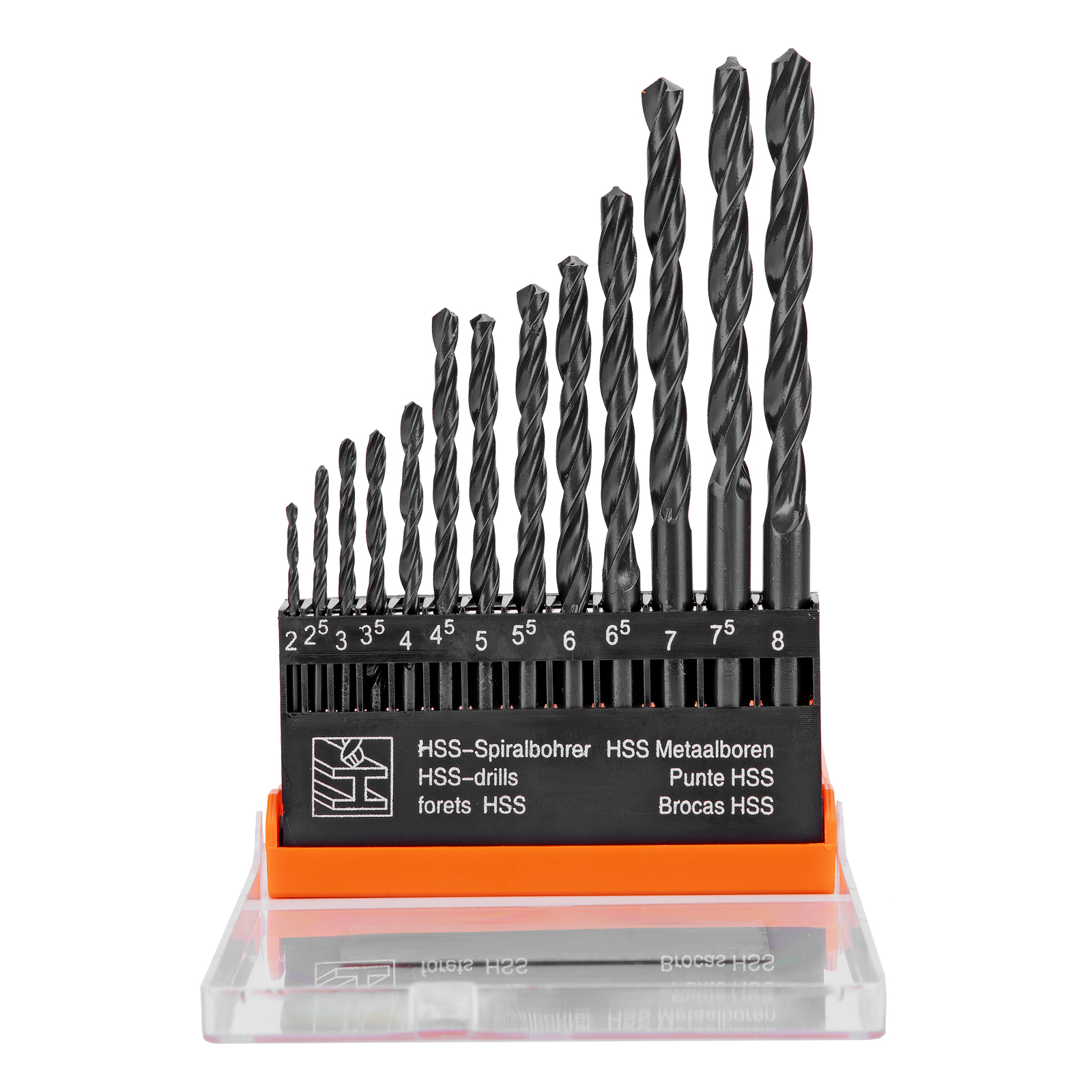 Набор сверл по металлу, 2-8 мм, (через 0.5 мм) HSS 13 шт, цилиндрический хвостовик Sparta