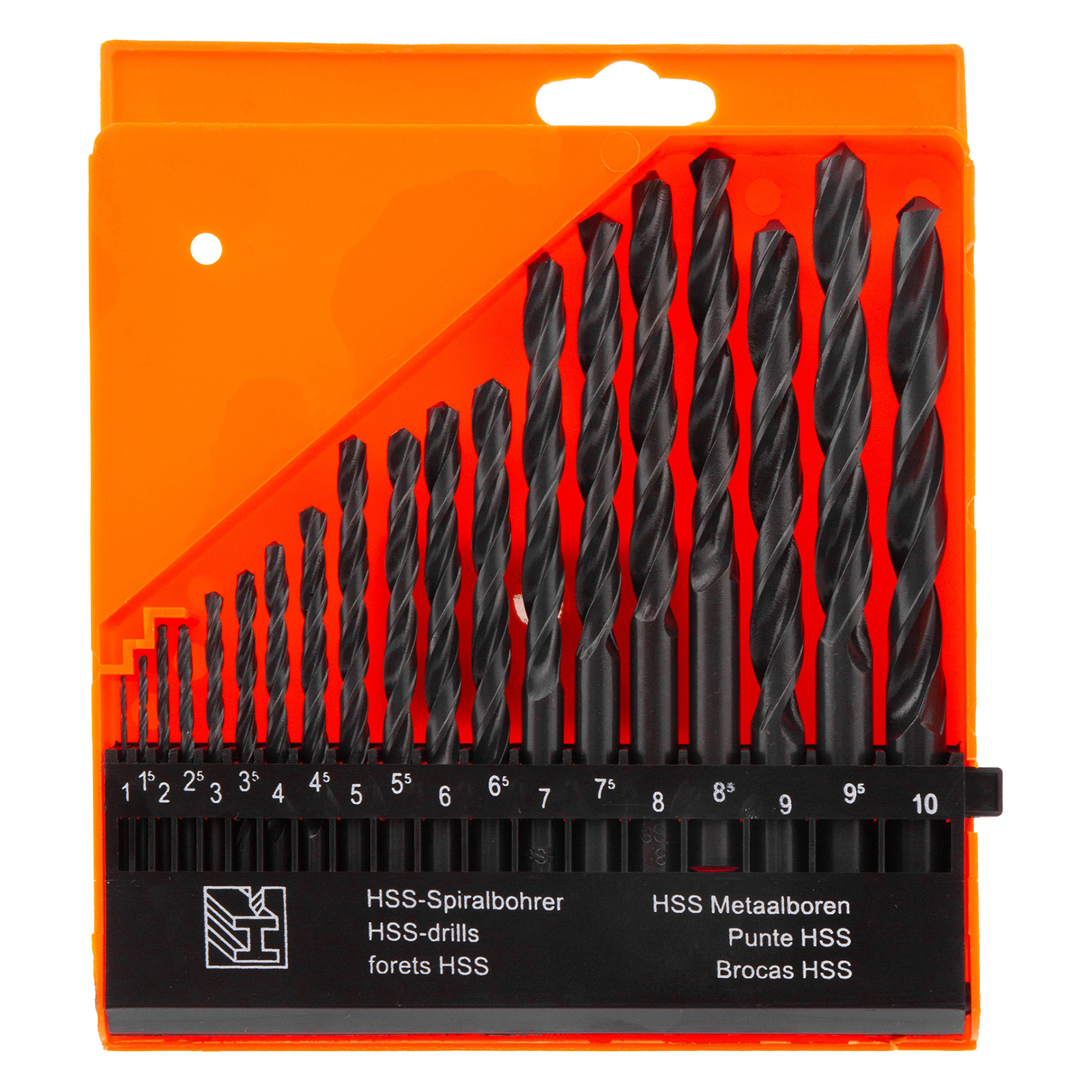 Набор сверл по металлу, 1-10 мм, (через 0.5 мм) HSS 19 шт, пластиковый бокс, цилиндрический хвостовиковик Sparta