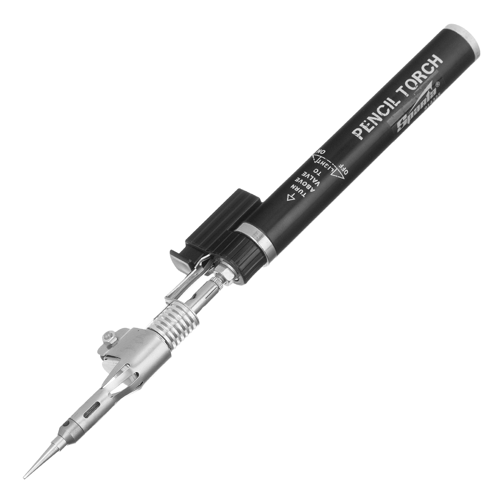 Горелка газовая, тип "Карандаш" c пьезоподжигом + 4 насадки для пайки, 200 мм Sparta