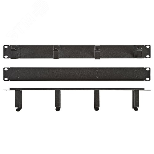 Органайзер кабельный горизонтальный 4 кольца 1U черный