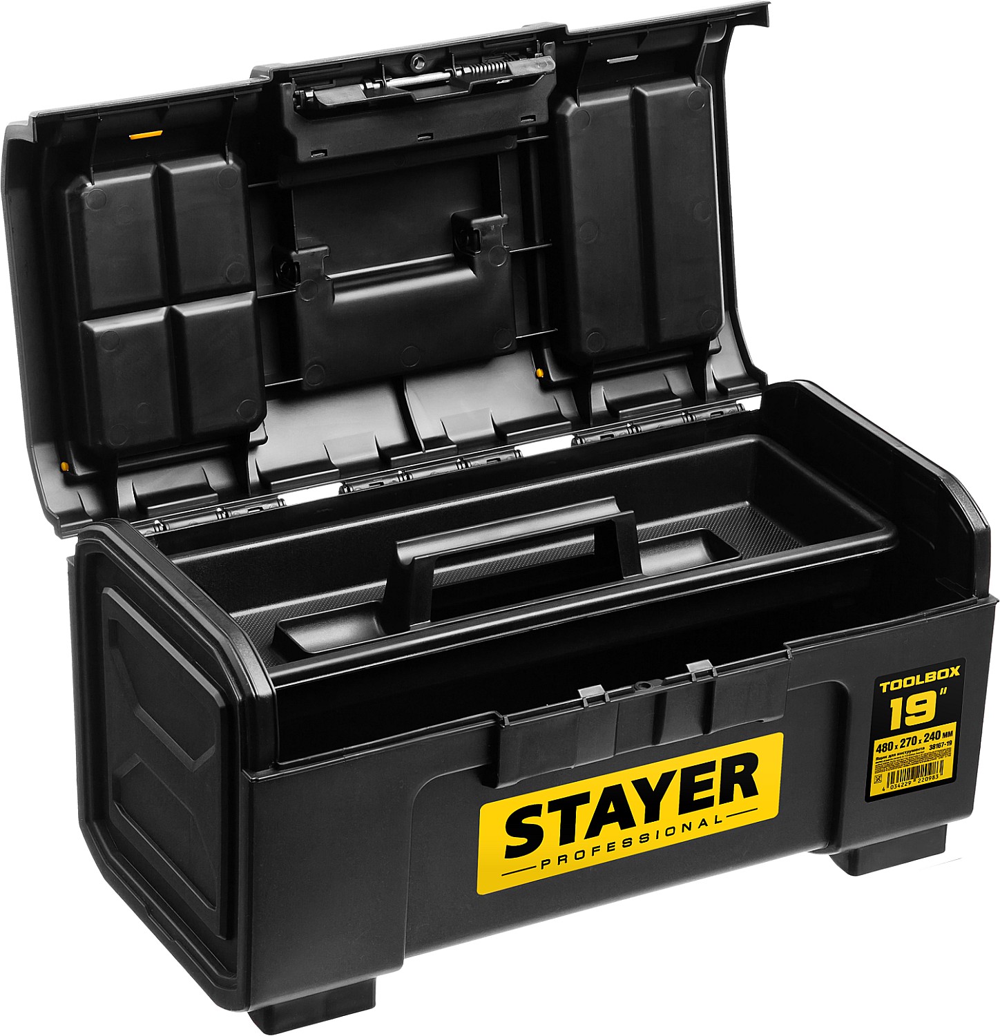 STAYER TOOLBOX-19, 480 х 270 х 240, пластиковый ящик для инструментов, Professional (38167-19)