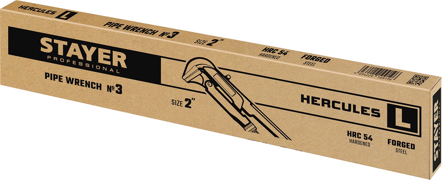 STAYER Hercules-L, №3, 2″, 560 мм, трубный ключ с прямыми губками (27331-3)