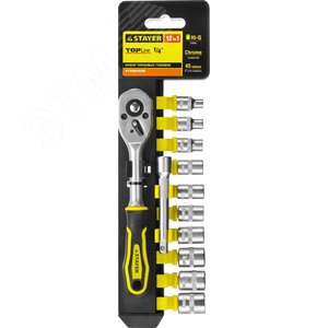 STAYER RSS 12S, 12 предм., (1/4″), набор торцовых головок и бит-головок (27754-H12)