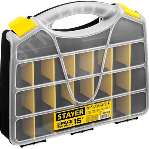 STAYER SPACE-15, 380 х 310 х 70 мм, (15″), пластиковый органайзер с 21 ячейкой (38038-15)