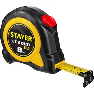 STAYER Leader, 8 м х 25 мм, рулетка с автостопом, Professional (3402-08-25)