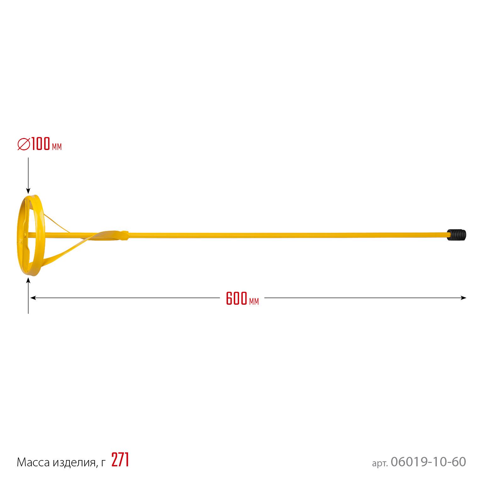 STAYER 100 х 600 мм, шестигранный хвостовик, металлический миксер для красок (06019-10-60)