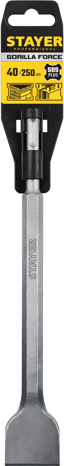 STAYER Gorilla Force, 40 х 250 мм, SDS-Plus, плоское изогнутое зубило, Professional (29354-40-250)