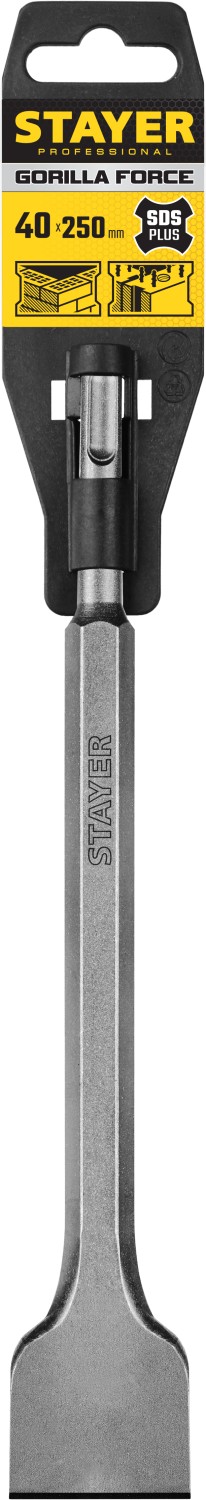 STAYER Gorilla Force, 40 х 250 мм, SDS-Plus, плоское зубило, Professional (29353-40-250)