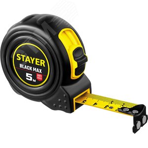 STAYER BlackMax, 5 м х 19 мм, рулетка с двумя фиксаторами, Professional (3410-05)