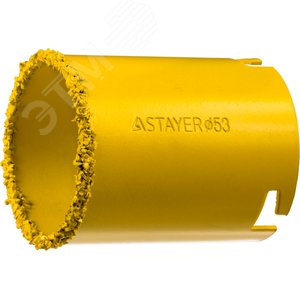 STAYER 53 мм, L 55 мм, карбид вольфрама, кольцевая коронка, Professional (33345-53)