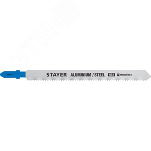 STAYER T318B, 2 шт, T-хвост., 110 мм / 1.8 мм, HSS сталь, по металлу 2-6 мм, по алюмин. профилям до 65 мм, полотна для лобзика (159951-1.8)